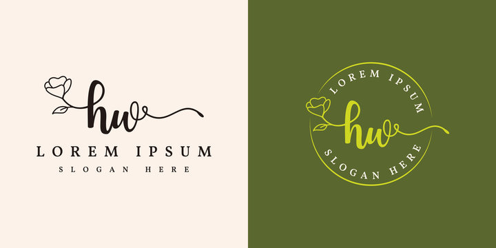 Initial hw feminine logo collections template - vector