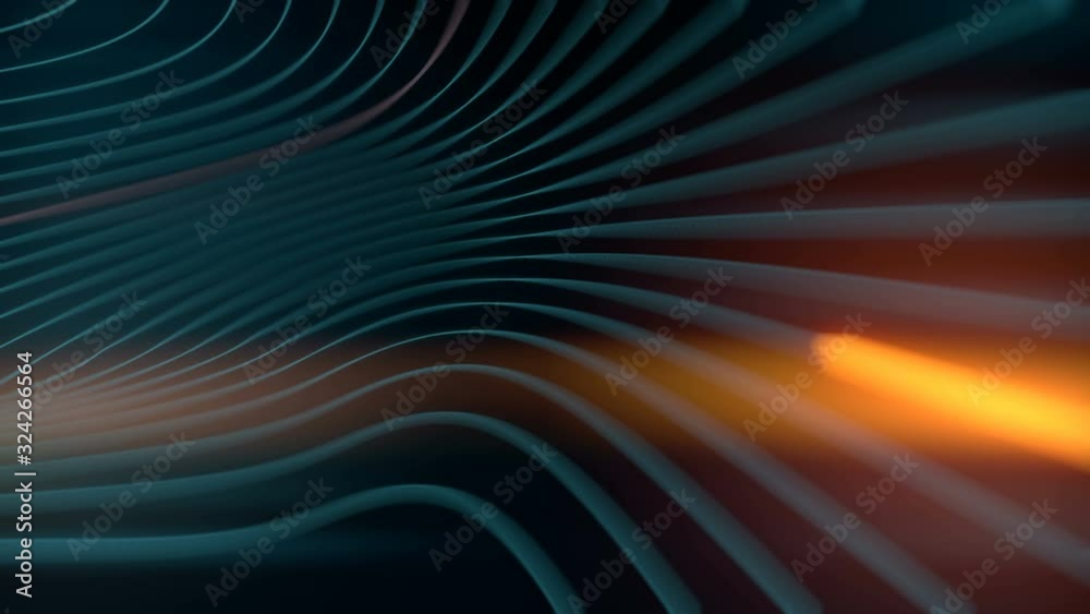 Leinwandbilder deformed wavy wires with motion glowing lines. 3d render loop animation. 4k, uhd