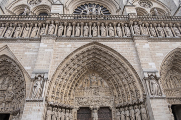 Architectural fragments of Cathedral Notre Dame de Paris. Notre Dame de Paris - a most famous...
