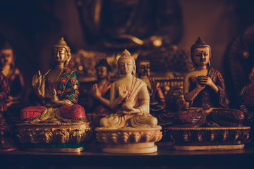  Souvenir shop in New Delhi, India; Statuettes of Indian Gods 