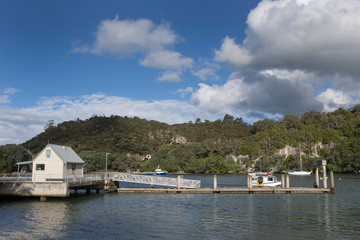 Fototapeta na wymiar Whitianga coast New Zealand. Boats Harbour Pier Jetty Coromendel
