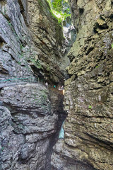 The “Breitachklamm“ is an imposing rock canyon in the Bavarian Alps near “Obersdorf“, Germany.