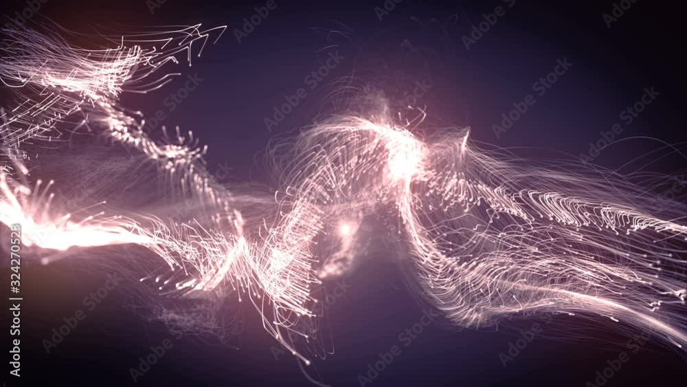 Aufkleber flowing particle trails. futuristic backdrop with depth of field. 4k, ultra hd