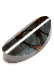Obsidian gemstone  oval cabochon isolated on white background