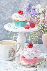 Morning muffins cakes berries flowers