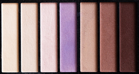 Closeup of colorful eyeshadows palette