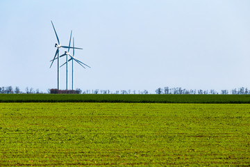 Eco wind turbine supplying clean power. Wrestling for a clean environment