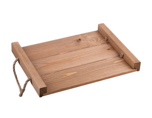 Wooden tray on a white background.
