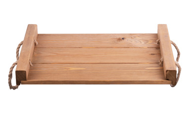 Wooden tray on a white background.