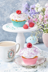 Morning muffins cakes berries flowers