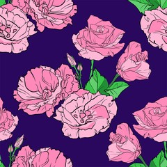 Seamless pink flowers. Roses background. Print design for textiles. Vector.