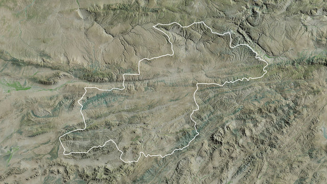 Ghor, Afghanistan - outlined. Satellite