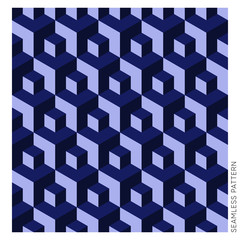Blue vector geometric 3D cube seamless website pattern