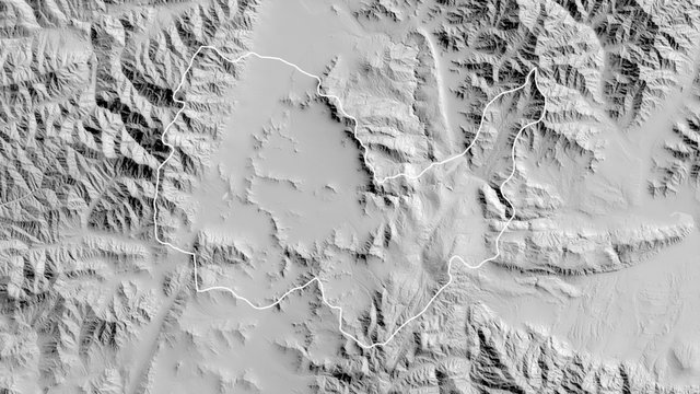 Kabul, Afghanistan - outlined. Grayscale