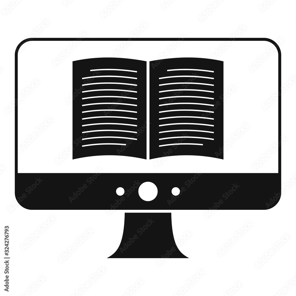 Poster computer ebook icon. simple illustration of computer ebook vector icon for web design isolated on wh