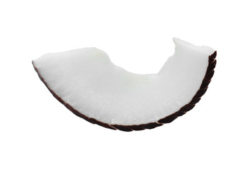 Tasty fresh coconut flake isolated on white