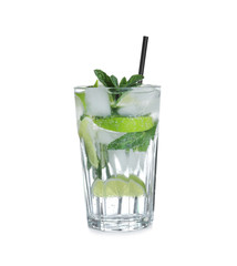 Fresh alcoholic Mojito cocktail isolated on white