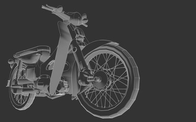 Fototapeta na wymiar motorcycle sketch linear graphic 3d