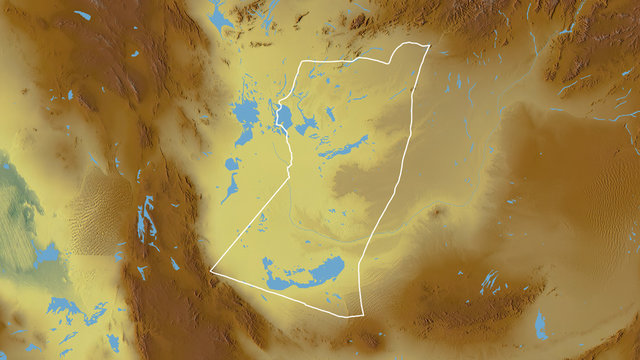 Nimruz, Afghanistan - outlined. Relief