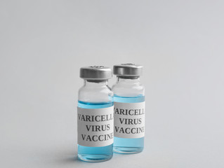 Chickenpox vaccine on light grey background. Varicella virus prevention