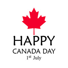 Happy Canada Independence Day. National holiday, celebrated in July 1. Vector Illustration with maple leaf for poster, card, banner, label 