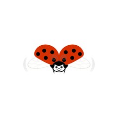 Obraz premium Ladybird isolated. Illustration ladybug. Cute colorful sign red insect symbol spring, summer, garden. Template for t shirt, apparel, card, poster, etc. Design element Vector illustration.