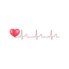 Electrocardiogram and heart sign. Graphic background design. Modern stylish abstract card for hospital. Symbol love, life, medicine, care. Colorful template for prints, label. Vector illustration.