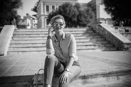 Pretty plus size nice girl, stylish casual style