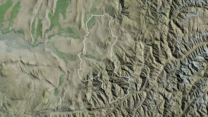 Takhar, Afghanistan - outlined. Satellite