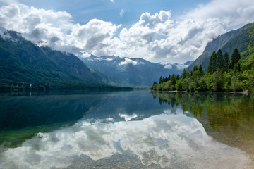 Fototapeta premium Spring holiday on the shores of Lake Bohinj