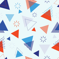 Obraz premium Memphis style abstract seamless pattern with simple geometric shapes.