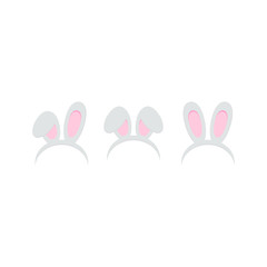 Vector set of rabbit ears isolated on white background. For Christmas, festival, party, holidays costume. Attribute of costume. 