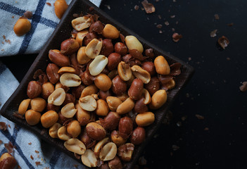 Close-up view of peeled and roasted peanuts