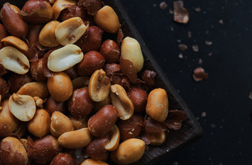 Close-up view of peeled and roasted peanuts