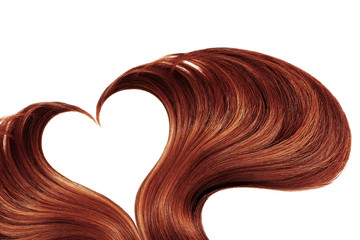 Henna hair in shape of heart on white, isolated