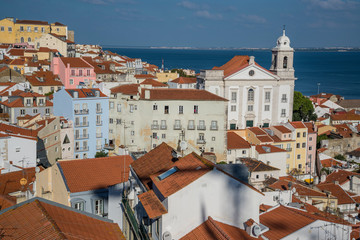 View of the city from Largo das Portas do Sol, Alfama, Lisbon, Portugal