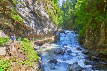 The “Breitachklamm“ is an imposing rock canyon in the Bavarian Alps near “Obersdorf“,...