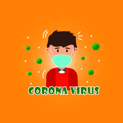 Illustration of Someone With a Corona Virus.  Corona Virus Cartoon.  Vector Illustration