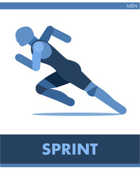 Sprint short-distance running. Run. Athletics. Cross-country sports; racing competition. The symbolic image. One of a series. Male. International sports. Vector. Isolated on a white background.