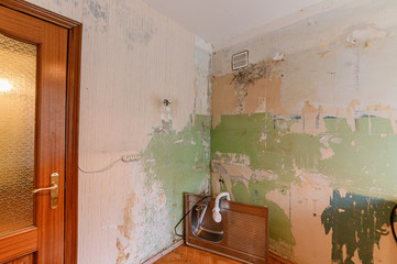 Russia, Omsk- October 18, 2019, 2019: interior room apartment. standard repair decoration in hostel