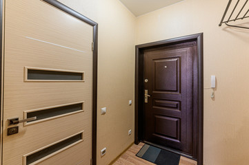 Russia, Omsk- October 18, 2019, 2019: interior room apartment. standard repair decoration in hostel