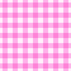 Vector gingham striped checkered blanket tablecloth. Seamless white pink table cloth napkin pattern background with natural textile texture. Country fabric material for breakfast or dinner picnic