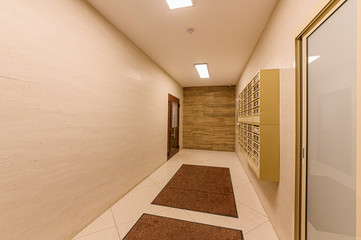 Russia, Omsk- October 18, 2019, 2019: interior room apartment. standard repair decoration in hostel