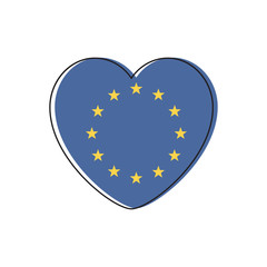 EU flag heart shape. Vector illustration of idea logo concept.