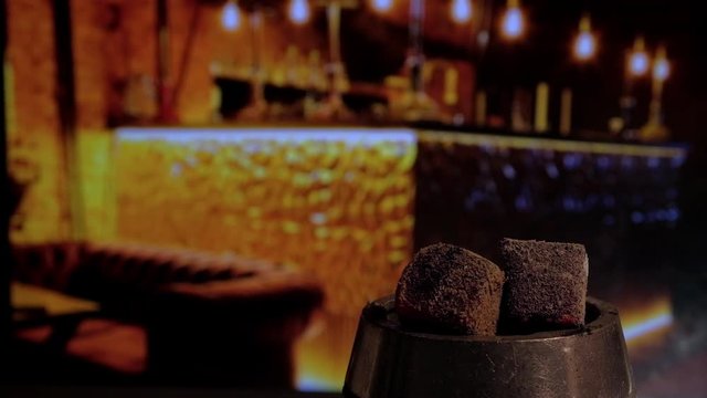 A Chillim of charcoal in the smoke in the hookah