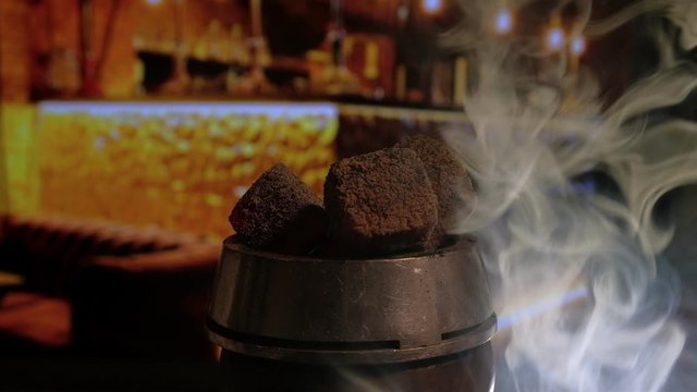 A Chillim of charcoal in the smoke in the hookah