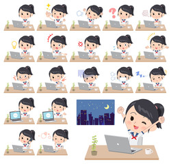 school girl Sailor suit summer_desk work