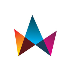 creative color crown diamond triangle logo design