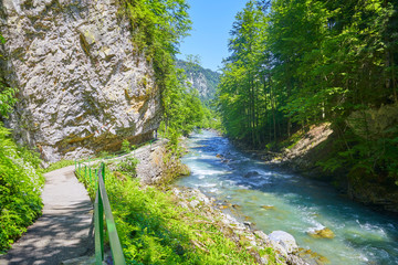 The “Breitachklamm“ is an imposing rock canyon in the Bavarian Alps near “Obersdorf“, Germany.