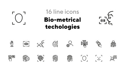 Bio-metrical techologies line icon set. Finger, security, data protection. Safety concept. Vector illustration can be used for topics like system, computer, access © SurfupVector